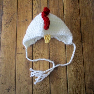 Crochet Baby Chicken Hat, Newborn Rooster Hat, Baby Rooster Bonnet, Boy Baby Hat, Girl Infant Hat, Easter, Halloween Baby Hat image 3