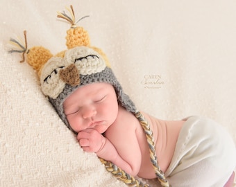 Crochet Baby Hat, Baby Halloween, Baby Owl Hat, Baby Girl Hat, Newborn Owl Hat, Baby Photo Prop, Baby Boy Owl Hat, Newborn Hat, Sleepy Owl