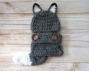 Wolf Baby Costume, Newborn Halloween Costume, Baby Wolf Outfit, Infant Baby Wolf Set, Baby Boy Costume, Newborn Girl Halloween Costume, Hat