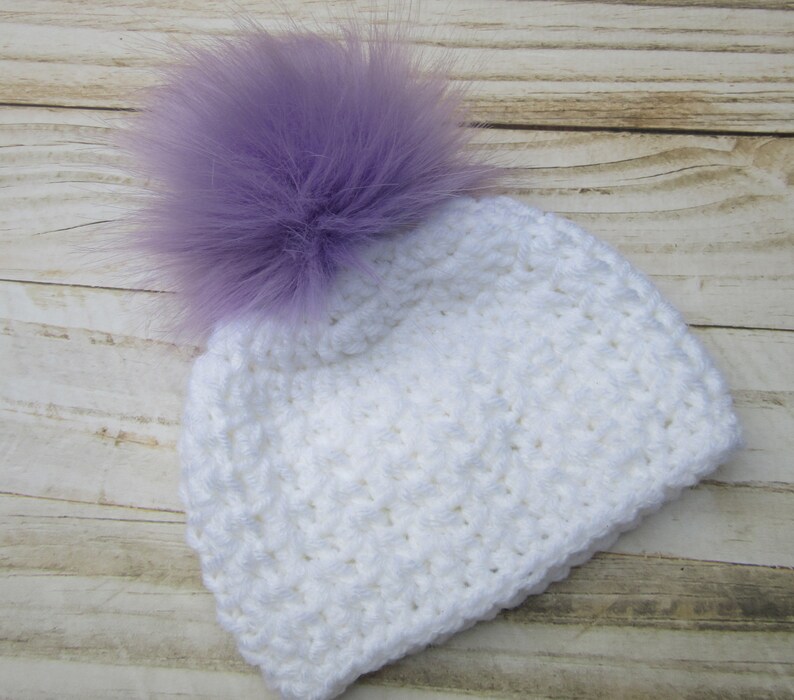 Newborn Hat Purple Baby Girl Winter Hat Girl Newborn Hat Baby Girl Hat with Pom Pom Pom Pom Baby Beanie Baby Hat Infant Hat
