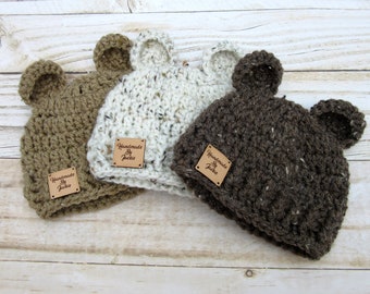 Baby Bear Hat, Crochet Baby Hat, Baby Bear Beanie, Bear Newborn Hat, Baby Girl Hat, Newborn Boy Hat, Winter Baby Hat, Baby Halloween Hat