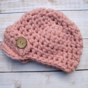 Pink Baby Hat, Hats for Baby Girls, Newborn Girl Hat, Baby Winter Hat, Baby Newsboy Hat, Infant Girl Beanie, Crochet Baby Hat, Beanie image 4