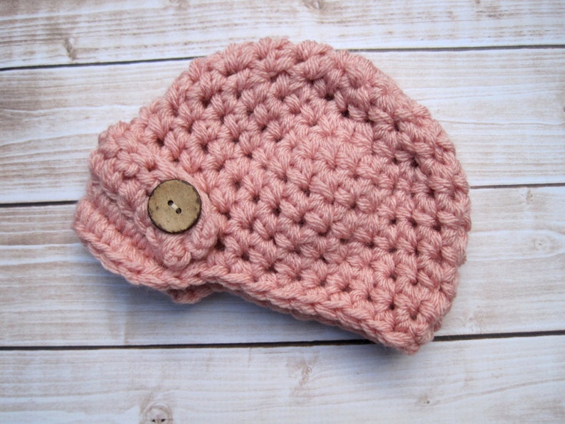 Pink Baby Hat, Hats for Baby Girls, Newborn Girl Hat, Baby Winter Hat, Baby Newsboy Hat, Infant Girl Beanie, Crochet Baby Hat, Beanie image 4