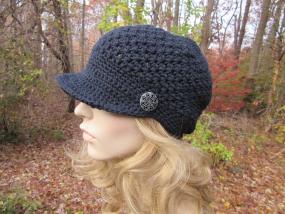 Vintage black crocheted hat Vintage Black Crochet and Cotton Sun Cap - Etsy main image 2