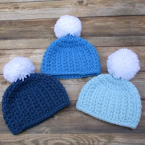 Baby Bommelmütze für Jungen: Weiche gestrickte Wintermütze aus Acryl
