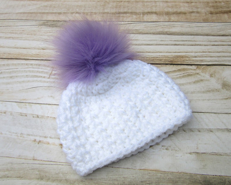 Newborn Hat Purple Baby Girl Winter Hat Girl Newborn Hat Baby Girl Hat with Pom Pom Pom Pom Baby Beanie Baby Hat Infant Hat