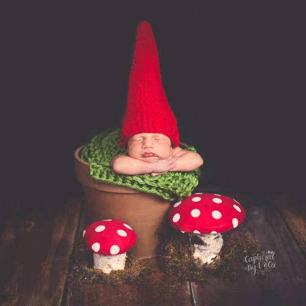 Gorro de gnomo para bebé tejido a crochet: accesorio articulado para disfraz de Halloween