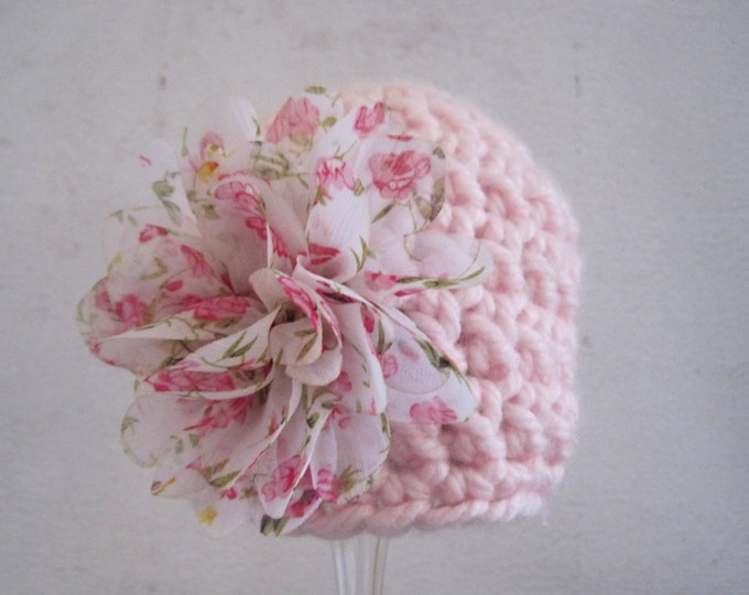 Baby Girl Hat, Crochet Baby Hat, Newborn Girl Hat, Infant Girl Hat, Baby Girl Beanie, Photo Prop, Pink, Baby Flower Hat, Easter, Spring