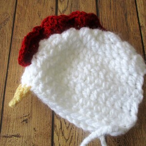 Crochet Baby Chicken Hat, Newborn Rooster Hat, Baby Rooster Bonnet, Boy Baby Hat, Girl Infant Hat, Easter, Halloween Baby Hat image 5