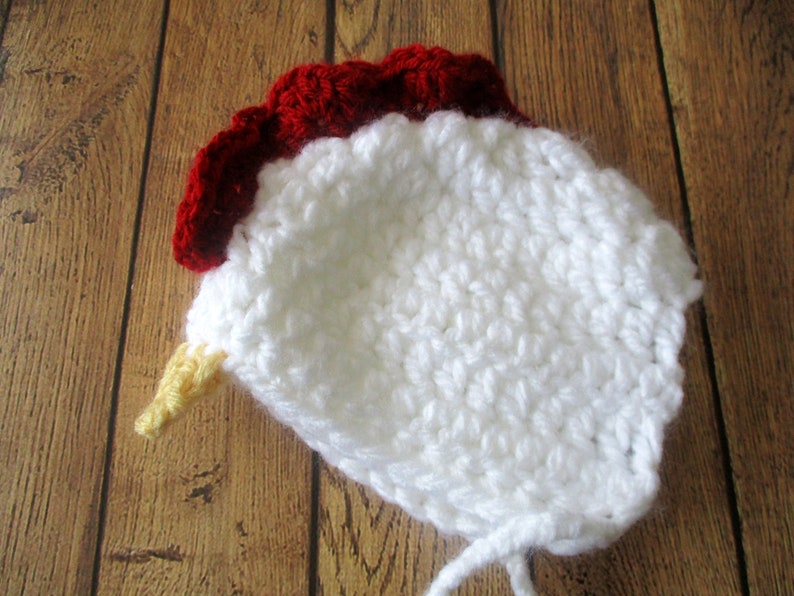 Crochet Baby Chicken Hat, Newborn Rooster Hat, Baby Rooster Bonnet, Boy Baby Hat, Girl Infant Hat, Easter, Halloween Baby Hat image 5