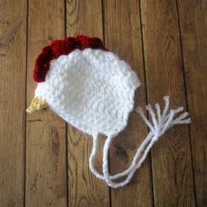 Crochet Baby Chicken Hat, Newborn Rooster Hat, Baby Rooster Bonnet, Boy Baby Hat, Girl Infant Hat, Easter, Halloween Baby Hat image 8