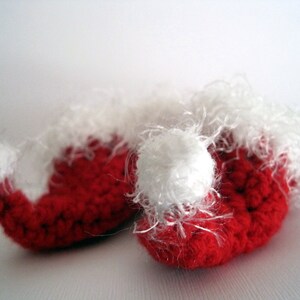 Baby Elf Slippers, Elf Baby Booties, Baby Christmas Booties, Baby Elf Shoes, Baby Elf Booties, Newborn Elf Booties, Christmas Booties, Red image 4