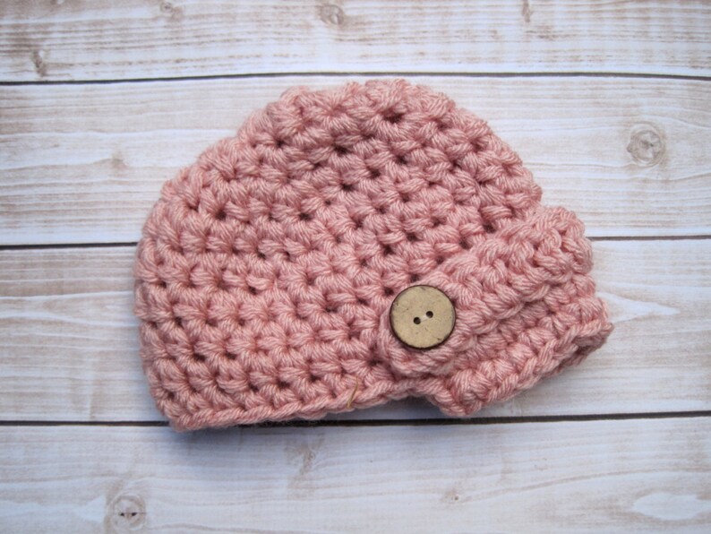 Pink Baby Hat, Hats for Baby Girls, Newborn Girl Hat, Baby Winter Hat, Baby Newsboy Hat, Infant Girl Beanie, Crochet Baby Hat, Beanie image 3