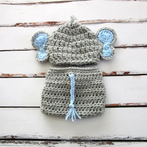 Baby Boy Elephant Hat and Diaper Cover, Baby Boy Elephant Outfit, Newborn Elephant Costume, Newborn Boy Photo Outfit, Halloween Costume
