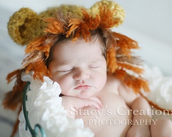 Lion Baby Costume: Crochet Hat and Diaper Cover Set