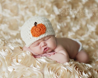 Crochet Pumpkin Baby Hat: Newborn Halloween Costume, Fall Beanie