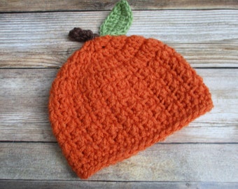 Crochet Baby Pumpkin Hat: Newborn Halloween Costume, Fall Photo Prop