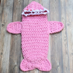 Pink Crochet Baby Shark Costume: Newborn Halloween Outfit