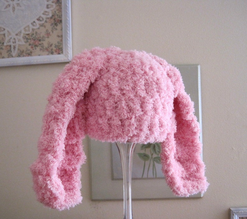 Baby Girl Bunny Hat, Baby Girl Easter Hat, Pink Bunny Hat, Crochet Bunny Hat, Newborn Girl Hat, Baby Girl Hat, Newborn Easter Hat, Halloween image 4