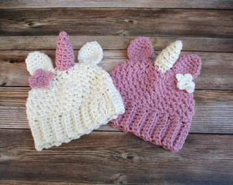 Girl Baby Hats, Baby Unicorn Hat, Baby Girl Costume, Newborn Unicorn Beanie, Infant Baby Hat, Baby Girl Halloween Hat,