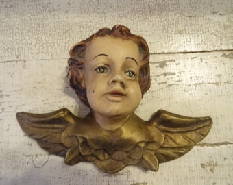 Vintage Shabby Cottage Chic Cherub Angel Putti Wall Hanging