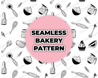 Seamless Bakery Pattern and Clipart | Vector and Image Files | Includes Individual Elements