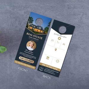 Real Estate Door Hanger Templates, Realtor Door Hanger, Real estate marketing, Door Hanger, Customize, Editable, Printable, Canva, Digital