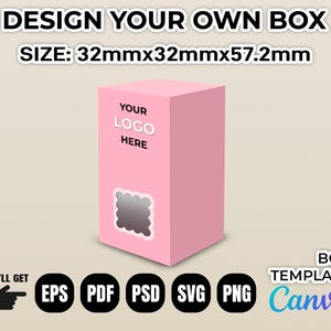 Editable Box Template (32mmx32mmx57.2mm) via Canva - Customizable Packaging Design