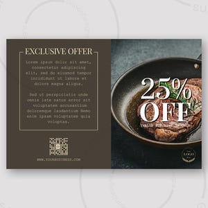DISCOUNT OFFER CARD-Editable Discount Offer Card Template for Restaurants | 6" x 4" Canva Design | Customizable Promotion Card | Sale Card