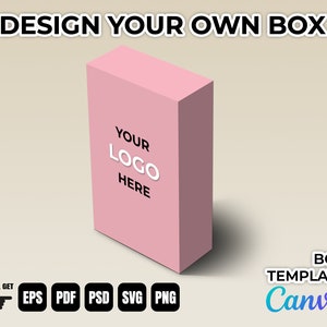 Customizable Blank Box Template | 2.5&quot;x1&quot;x3.5&quot; Editable Canva Template | DIY Packaging Design
