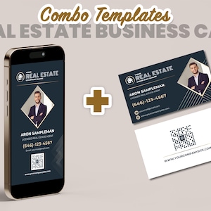 Real Estate Business Card Templates Combo, Realtor Business Card, Digital Business Card, Real Estate Name Card, Business Card Canva Template