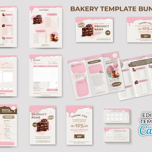 Bakery Template Bundle | Brochure, Business Card, Loyalty Card, Voucher Card, Invoice, Order Form, Menu, Recipe Form, Special Offer Card