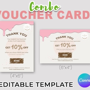 Voucher Card - Editable Canva Template, Brochure, Business Card, Special Offer Card, Order Form, Loyalty Card, Recipe Form, Invoice, Menu