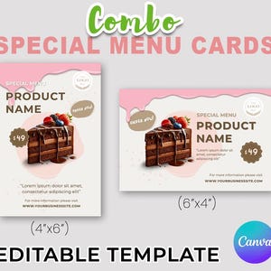Special Menu Card - Editable Canva Template, Brochure, Business Card, Voucher Card, Order Form, Loyalty Card, Recipe Form, Invoice, Menu