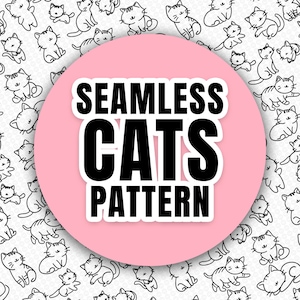 Seamless Cats Pattern and Clipart  Vector and Image Files  Includes Individual Elements  Cat Pattern  Seamless Pattern