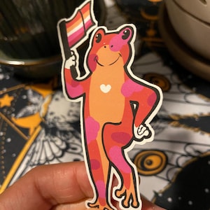 Lesbian Pride Frog Sticker | Laptop Sticker | Journal Sticker | Paper Sticker | Animal Sticker | Pride Sticker | LGBT Sticker