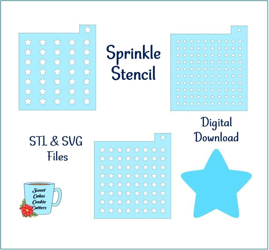 Star Sprinkle Stencil: 3D Print & Laser Cut Template (Digital Download)