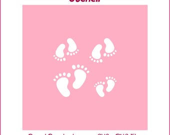 Stencil piedini di bambino - File SVG - File PNG - Stencil bambino - Stencil modello - Stencil - File. T17