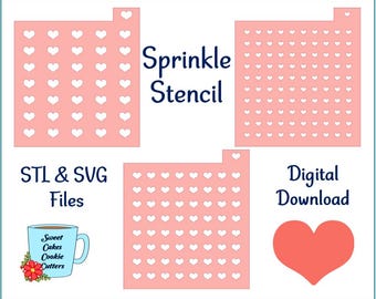 Heart Sprinkle Stencil: Cookie Cake Decor, STL & SVG Files (Digital Download)