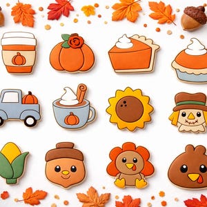 2"/5cm, Fall Cookie Cutter STL File Set, 12 STL Mini Set, Thanksgiving Cookie Cutter STL, Autumn Cookie Cutter Stl, Mini Set.