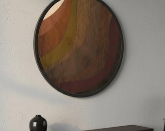 Round wood wall art, Geometric circle art, Modern round decor, Boho round decor, Circle wood wall art, Mid century modern wall art wood