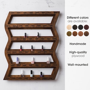 Wooden nail polish shelves, Nail polish wall display, Nail polish wall rack, Nail polish wall organizer, Nail studio wall,Nail polish holder