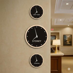 Time zone wall clocks, Custom time zone wall clocks, City wall clock, World time zones clock, World wall clock,Hotel wall clock,Travel clock