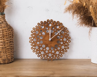 Honeycomb wall clock, Wooden wall clock large, Modern wood clock, Mid century modern clock, Unique wall clock, Minimalist wall clock