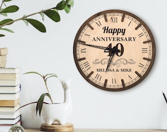 Reloj de aniversario grabado, reloj de pared de aniversario, reloj de aniversario de boda, reloj familiar personalizado, relojes de aniversario personalizados