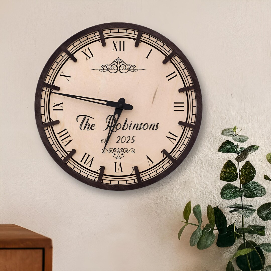 Personalized Family Name Clock, Custom Family Wall Clock, Housewarming ...