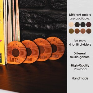 Custom divider tabs, Vinyl record dividers, Lp dividers, Record separators, Vinyl record storage, Alphabet dividers, Record genre dividers
