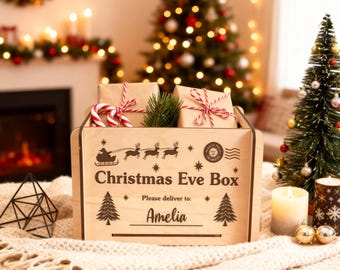Custom christmas eve box, Christmas eve box for kids, Christmas keepsake boxes, Christmas box with name, Christmas crate wooden box