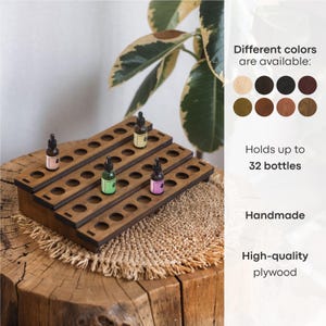 Essential oil roller bottle display, Essential oil roller holder, Essential oil stand, Essential oil shelf, Wood essential oil display