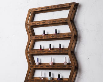 Wooden nail polish shelves, Nail polish wall display, Nail polish wall rack, Nail polish wall organizer, Nail studio wall,Nail polish holder
